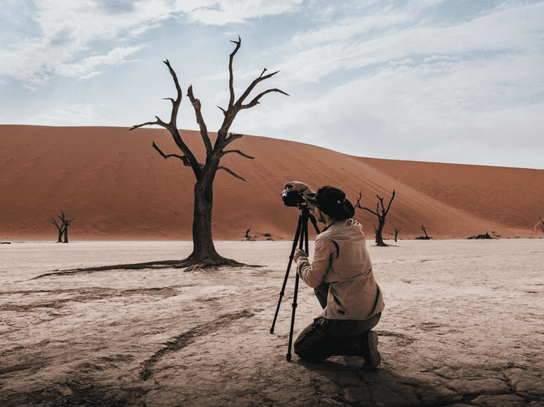 trépied photo en Namibie